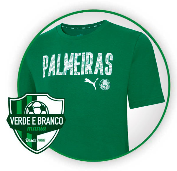 Camiseta Palmeiras Wording Verde Verde Branco Mania